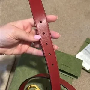 Authentic Gucci Crimson Belt with Gold GG Emblem Size 80 Gucci | Accessories | Authentic Gucci Crimson Belt With Gold  main image 4